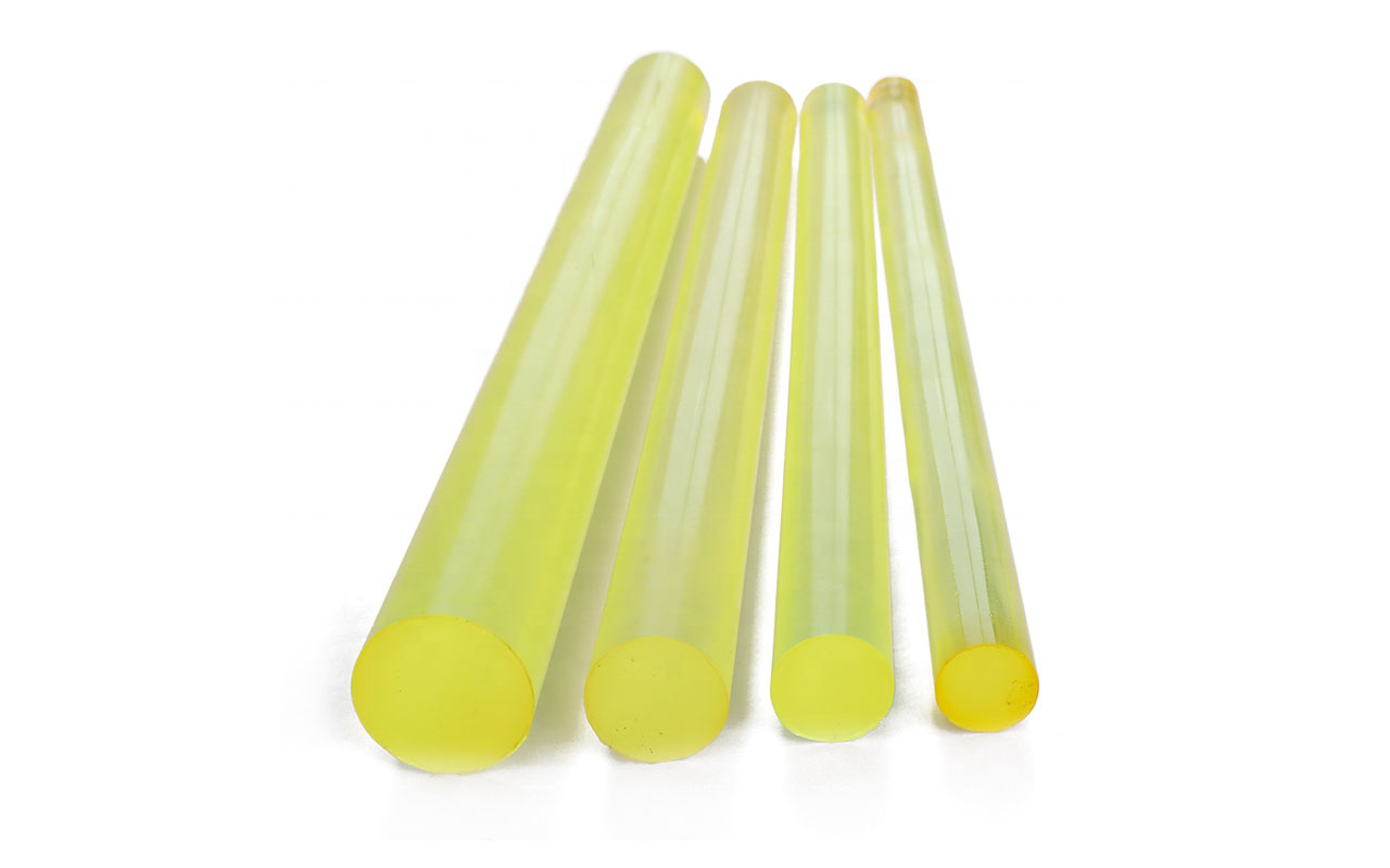 Cây nhựa tròn đặc PU màu vàng trong dài 1m